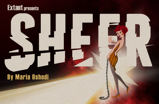 Poster for sheer - large text reads 'Sheer' illuminated from a shard of light coming from off-frame.