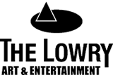 The Lowry logo with words Art and Entertainment, an oval and a triangle shape in black