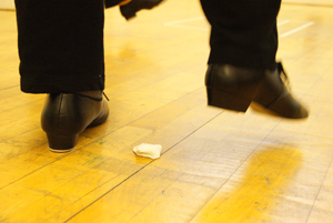 Close up of tap shoes dancing 