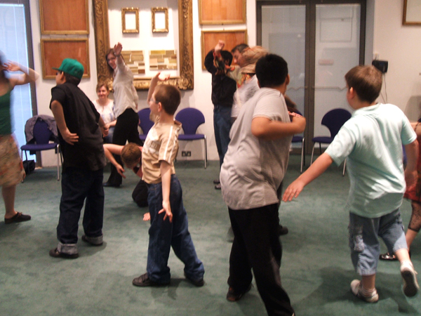 Young people in a warm up session