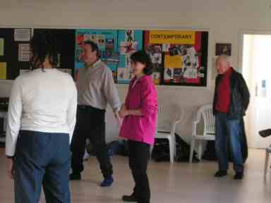 Peter Brook, standing right, observing the rehersal of Resistance