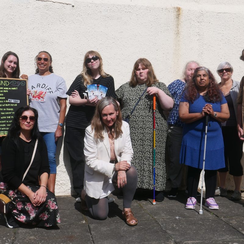 The Extant team VICS and Holly Gifford stand for a group photo outside ZOO playground. Louisa and Ellen are holding the ZOO playground show board.