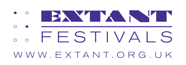 Logo in purple lettering against a white background. On the left are 6 braille dots. To the right, the word Extant in chunky graphic letters sits above the word Festivals in thinner, all caps lettering, with a horizontal line separating the two words. The Extant website address runs across the bottom: www.extant.org.uk 